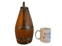 Alternative view of Vintage French Wooden Iron Traditional Serving Cider Jug Water Carafe Decanter Pitcher Display Period Prop circa 1990's