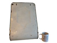 Alternative view of Vintage French White Blue Rusty Metal Spoon Tool Hanging Rack Kitchen Storage Display Drip Tray Wall Hanger c1940-50's