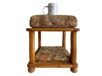 Alternative view of Vintage French Cushioned Bench Foot Stool Flower Cushion Padded Bench Wooden Wood Chair Seat Side Prop Display Tabouret c1980-90's / EVE