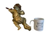 Alternative view of Vintage Chinese Wall Hanging Cherub Angel Putti Playing Violin Display Stand Display Wall Decor c1960-70's