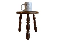 Alternative view of Vintage French Country Cottage Stool Bobbin Style Turned Leg Table Wooden Wood Chair Seat Stand Flower Pot Display Tabouret c1960-70's / EVE