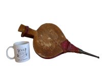 Alternative view of Vintage French Medium Wooden Leather Bellows Fireplace Open Fire Log Burner Stove Tool Prop Display Decor circa 1960-70's / EVE