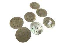Alternative view of Antique Chinese INDIVIDUAL Mother Of Pearl Circular Round Gaming Chip Counter Token Hand Carved Engraved circa 1800-1850's / EVE