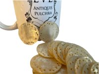 Alternative view of Antique Chinese INDIVIDUAL Mother Of Pearl Lattice Edged Round Gaming Chip Counter Token Hand Carved Engraved circa 1800-1850's