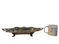 Alternative view of Vintage French Silver Coloured Metal Tray Trivet Stand Metal Serving Tray Dish Platter Decorative Table Brass Silver c1970's