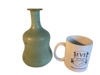 Alternative view of Antique French Turquoise Blue Purple Hand Painted Ceramic Pot Vase Jug Pitcher Container Storage Display Prop c1920's