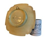 Alternative view of Antique French Square Majolica Mermaid Shells Hand Painted Bowl Dish Plate Stoneware Blue Pink Serving Plate Wall Hanging c1880's