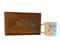 Alternative view of Vintage Swiss Etil Hosli Edelweiss Hand Carved Decorated Storage Box Display Wooden Wood Desk Organiser Jewelry circa 1950-60's