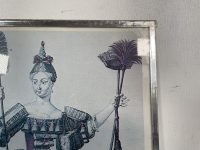 Alternative view of Vintage French German Brush Seller Woman Reproduction Print Glass Fronted wall hanging picture circa 1980's