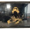Vintage Asian Japanese Black Serving Lap Tray With Worn Geisha Lady Woman Decor c1960-70's