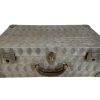 Vintage French Metal Aluminium Suitcase Travel Hard Protective Case bag storage display prop damaged circa 1960-70's