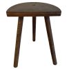 Vintage French Wooden Wood Milking Stool Chair Seat Kitchen Table Farm D Shaped Seat Straight Legs Plant Rest Stand Plinth c1960-70's