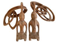 Vintage African Woman Man Wood Wooden Decorative Ornament Figurine Decorative Chain Africa Art Sculpture Fertility circa 1970-80's