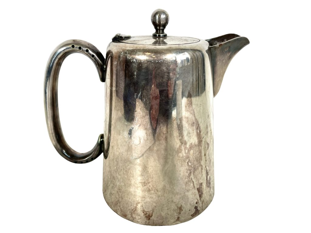 Vintage English Silver Plated EPNS Sheffield Two Pint Metal Teapot Tarnish Patina Cafe Restaurant Decor circa 1920-40’s