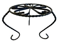 Vintage French Twisted Cast Iron Legs Flower Plant Pot Ornament Stand Painted Black Top Display Rest Plinth c1980-90's