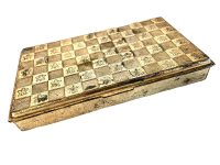 Vintage French Gold Coloured Metal Small Rectangular Lidded Presentation Box Case Jewellery Trinket Dish Pot Pill c1960-70's