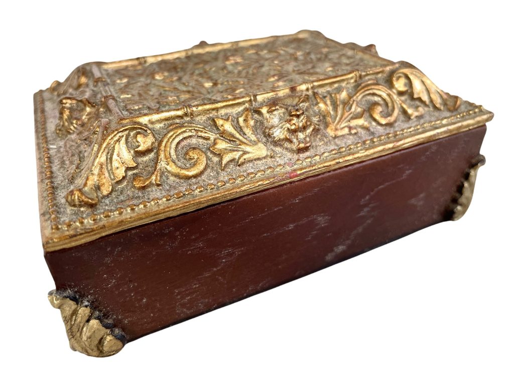 Vintage French Heavy Resin Reproduction Gold Ornate Jewellery Jewelry Trinket Storage Box Display Regency Style circa 1970-80’s