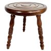 Vintage French Country Cottage Stool Bobbin Style Turned Leg Table Wooden Wood Chair Seat Stand Flower Pot Display Tabouret c1970-80's
