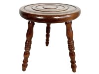 Vintage French Country Cottage Stool Bobbin Style Turned Leg Table Wooden Wood Chair Seat Stand Flower Pot Display Tabouret c1970-80's