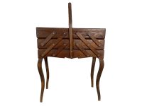 Vintage French Knitting Sewing Craft Needlecraft Craft Baskets Folding Table Storage Box Chest Portable Toolbox c1970-80's