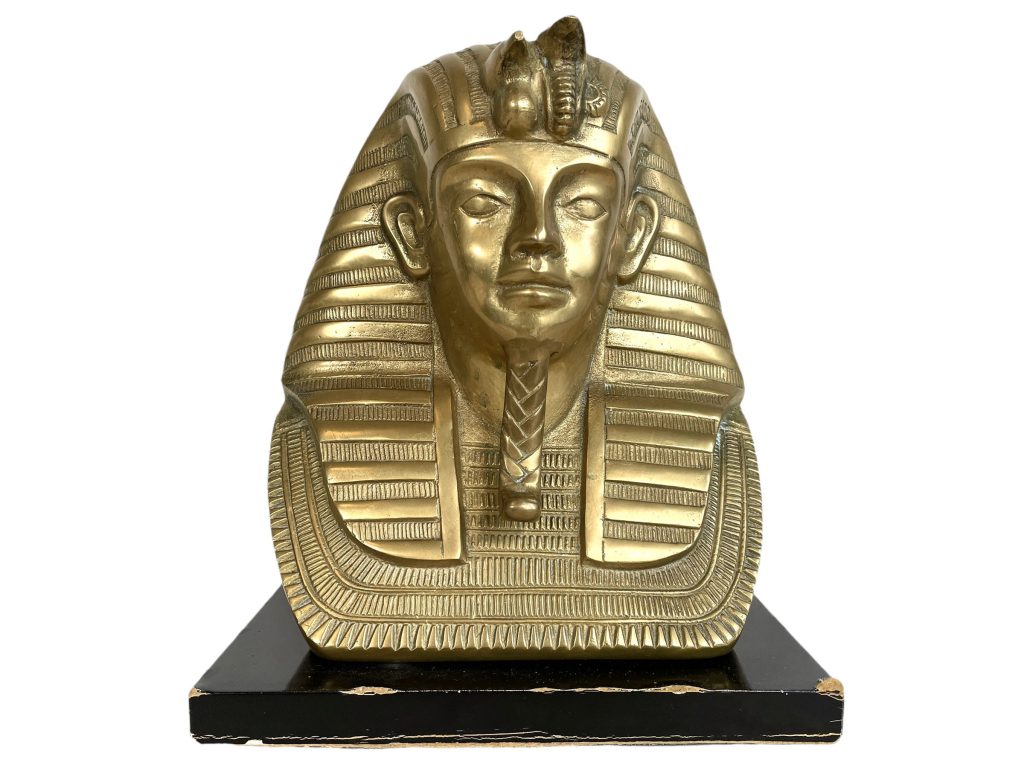 Vintage French Egyptian Theme Tutankhamun Heavy Brass Ornament Figurine Statue Metal Prop Mood Display c1970-80’s