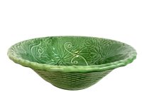 Vintage Portugese Green Grape Vine Bowl Dish Platter Plate Ceramic Catch-All Trinket Serving circa 1970-80's