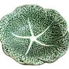 Vintage Portugese Green Cabbage Leaf Design Large Bowl Dish Platter Plate Ceramic Catch-All Trinket Fruit Serving circa 1960-70's
