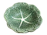 Vintage Portugese Green Cabbage Leaf Design Large Bowl Dish Platter Plate Ceramic Catch-All Trinket Fruit Serving circa 1960-70's