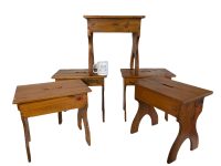 Alternative view of Vintage French Home Made Bench Stool Small Tiny Table Wooden Wood Chair Seat Side Stand Flower Pot Display Shelf Tabouret c2000's