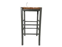 Alternative view of Vintage French Brown Wood Wooden Woven Strung Footstool Foot Stool Rest Footrest Display Stand Rattan Raffia circa 1980-90's