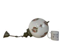 Alternative view of Vintage French Brass Glass Globe Hanging Electric Lamp Chandelier Light Lighting Decorative Ornate circa 1960-70's