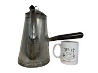 Alternative view of Antique French Stove Top Metal Tea Coffee Pot Traditional Serving Jug Pitcher Display France Bashed Bruised Dented c1900's