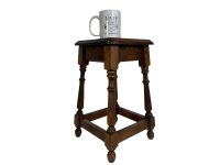 Alternative view of Vintage French Country Cottage Stool Bobbin Style Turned Leg Table Wooden Wood Chair Seat Stand Flower Pot Display Tabouret c1970-80's