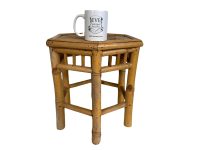 Alternative view of Vintage Asian Bamboo Cane Canework Plant Pot Ornament Display Flower Stand Small Table Conservatory Tabouret c1980-90's