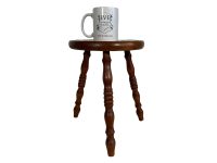 Alternative view of Vintage French Country Cottage Stool Bobbin Style Turned Leg Table Wooden Wood Chair Seat Stand Flower Pot Display Tabouret c1970-80's