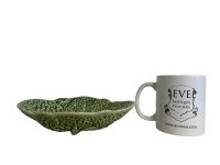 Alternative view of Vintage Portugese Green Cabbage Leaf Design Large Bowl Dish Platter Plate Ceramic Catch-All Trinket Fruit Serving circa 1960-70's