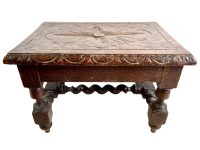 Antique French Wooden Brown Natural Wood Home Made Small Stool Bench Chair Stand Display Rest Plinth Seating Tabouret c1900-1910's / EVE