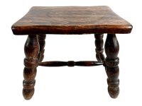 Vintage French Bench Stool Small Tiny Table Wooden Wood Chair Seat Side Stand Flower Pot Display Shelf Prop Tabouret c1960-70's / EVE