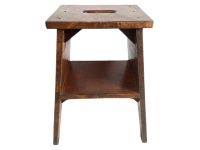 Vintage French Bench School Lab Stool Small Table Wooden Wood Chair Seat Side Stand Flower Pot Display Shelf Prop Tabouret c1960-70's / EVE
