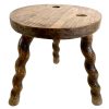 Vintage Stool Tabouret French Wooden Brown Natural Wood Twisty Legs Chair Stand Pot Plant Display Rest Plinth Seating c1950-1960's / EVE