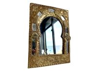 Vintage Moroccan Wall Hanging Mirror Brass Copper Silver Metal Glass One-Off Hand Made Decorative Cloakroom c1970-80's / EVE