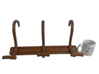 Alternative view of Vintage French Wood Wooden Three Knob Hook Shelf Coat Hanger Decor Display Hallway Cloakroom Stable Shed c1920-30's / EVE