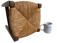 Alternative view of Vintage French Brown Wood Wooden Woven Strung Rattan Raffia Footstool Foot Stool Rest Footrest Display Stand Tabouret circa 1940-50's / EVE