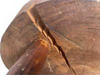 Alternative view of Vintage French Small Wooden Chunky Stool Side Table Stand Flower Pot Display Rustic Rural Worn Split Tree Stump circa 1970-80's / EVE