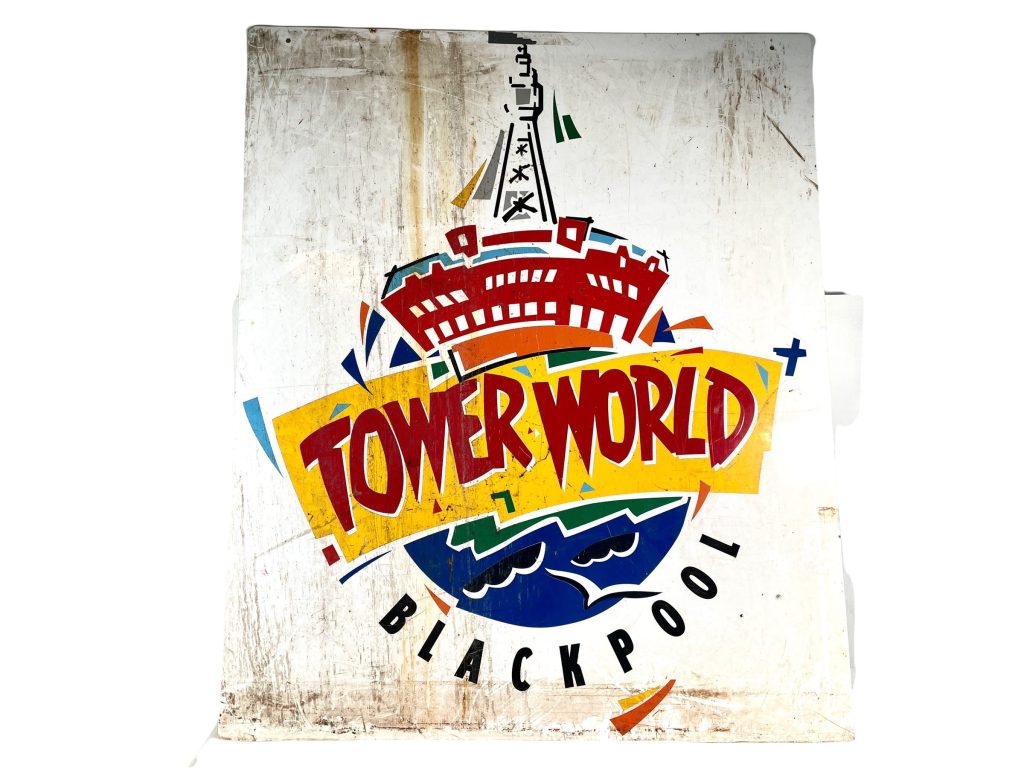 Vintage English Blackpool Tower World Retail Games Plastic Sign Notice Commercial Extra Large circa 1980-90's / EVE