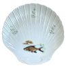 Vintage French Porcelain Shell Shaped Fish Decorated White Dinner Plates Plate Ceramic Large SOLD INDIVIDUALLY circa 1970-80's / EVE
