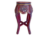Vintage Balinese Tabouret Sellette Plant Pot Stand Small Table Wooden Wood Carved Rest Plinth Display Asian c1980-90's / EVE