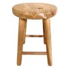 Vintage French Simple Small Stool Table Wooden Wood Chair Seat Side Stand Flower Pot Display Shelf Prop Tabouret circa 1980-90's / EVE