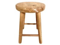 Vintage French Simple Small Stool Table Wooden Wood Chair Seat Side Stand Flower Pot Display Shelf Prop Tabouret circa 1980-90's / EVE