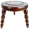 Vintage French Simple Small Stool Table Wooden Wood Chair Seat Side Stand Flower Pot Display Shelf Prop Tabouret circa 1970-80's / EVE